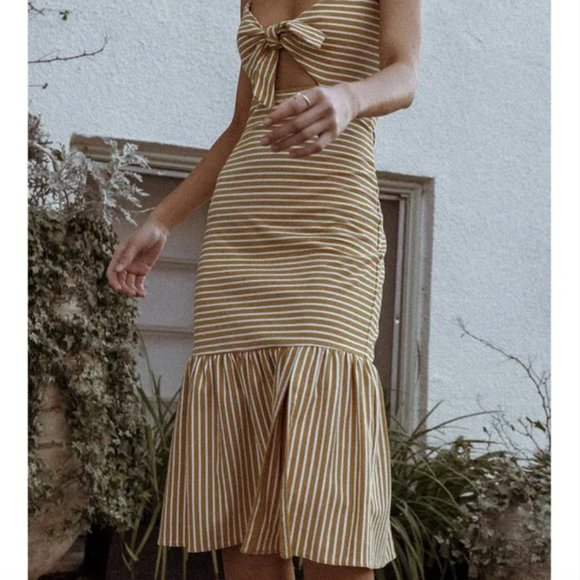 SAYLOR Sundress Stripes Knit Cutout Tie Front - Picture 2 of 5